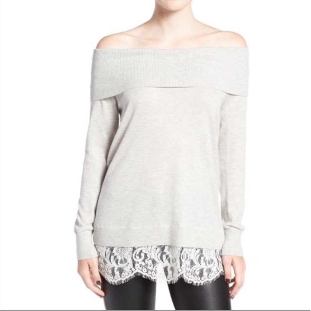Chelsea28 lace off the shoulder sweater